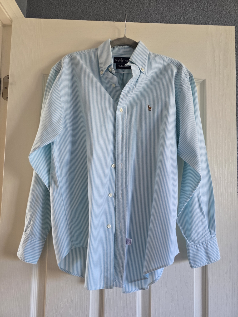 Ralph Lauren Light Blue & White Thin-Striped Button-Down Shirt "The Big Oxford"